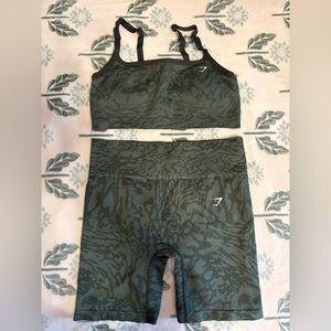 Gymshark Green Sports Bra and Shorts Set